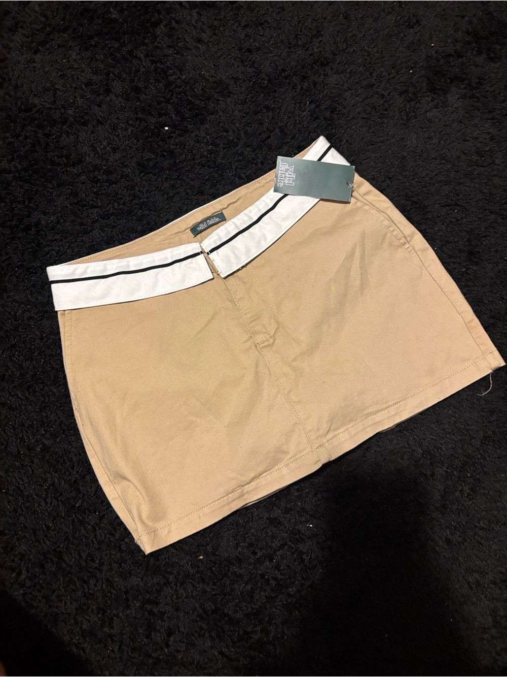 wild fable Beige Mini Skirt with White Contrast Waistband